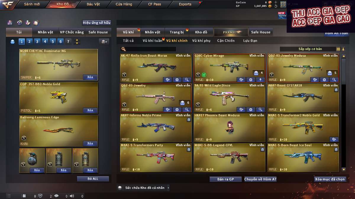 shop acc cf uy tin gia re